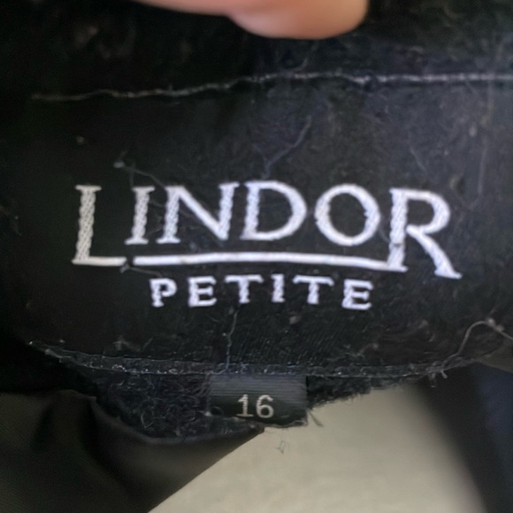 Vintage Lindor Petite Black Wool Coat With Faux Leopard Fur Trim, Size 16 - Picture 12 of 16